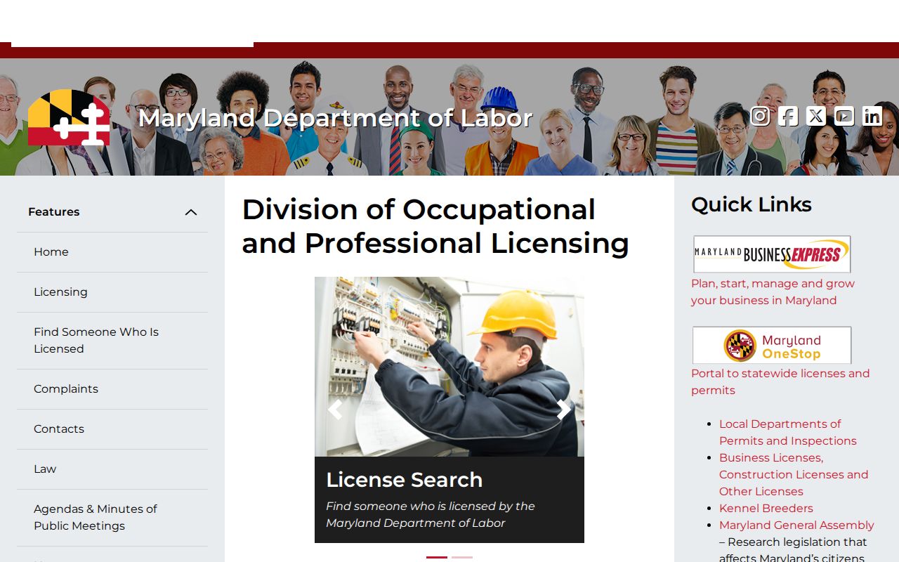 Silver Spring people search with Maryland professional license boards