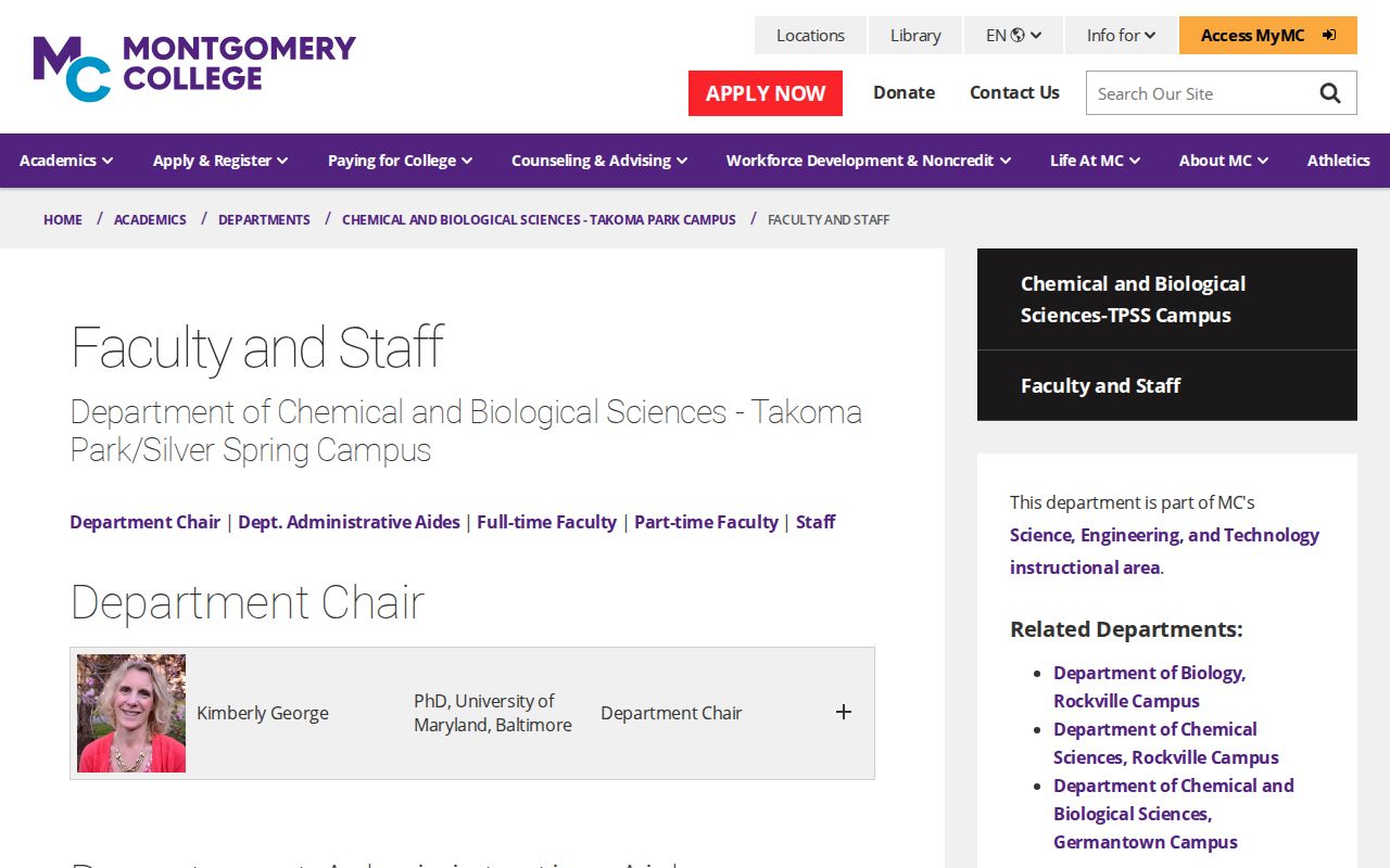 Silver Spring people directories capture of a Montgomery College faculty and staff roster